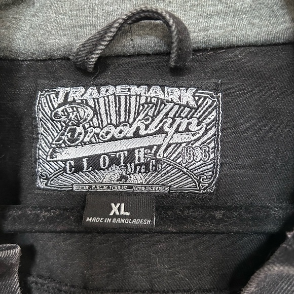 Brooklyn Cloth Black and Gray Hooded Denim Jacket - Picture 3 of 5